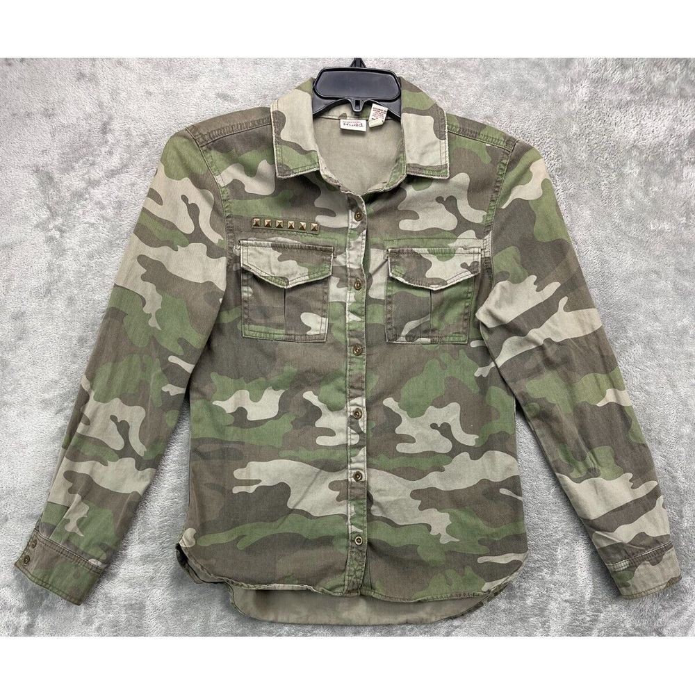 Mudd Women's‎ Shirt Size Small Camouflage Long Sleeve Button Military